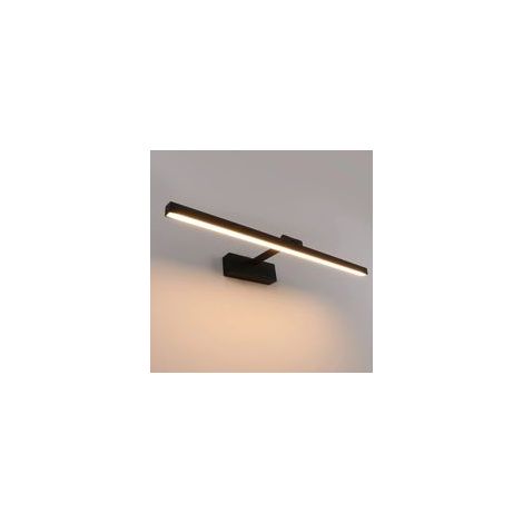 Lampe miroir LED salle de bain 50cm – 12W – IP44 étanche – Lumière blanche chaude 3000K – Rotation 180° – Aluminium noir (1/5)