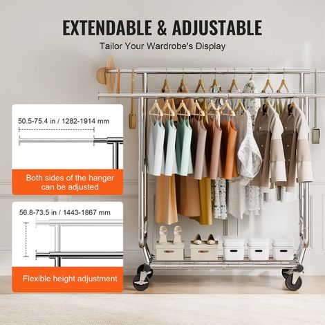 Portant à Vêtements Mobile Porte-Manteau avec Roulettes 1 (1/5)