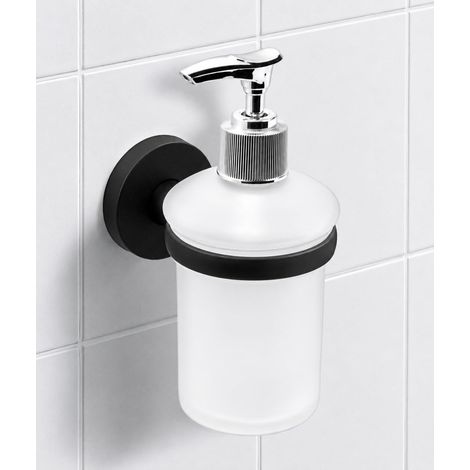 Porte-Distributeur adhésif Mural Noir Pas Besoin de perçage Design Moderne élégant Porte-Bouteille Mural pour Savon Liquide à Coller dans la Salle de Bain, Douche, Maison Support Auto (1/5)
