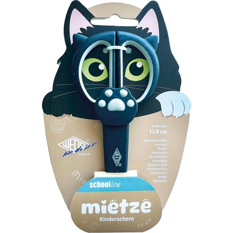 WEDO CISEAUX POUR ENFANT 13 CM CHAT MIETZE NOIR - CISEAUX DE BRICOLAGE AVEC POIGNÉE SOUPLE ET POINTE RONDE 736005