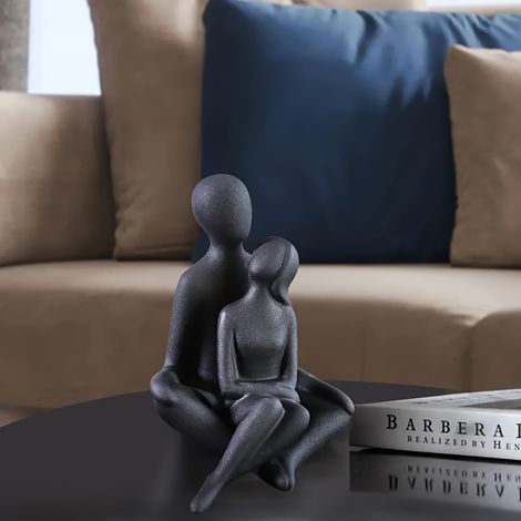 ensemble de statues de couple romantiques en noire pour décoration de maison et de bureau pour mariages et cadeaux de 1 Résine Noir (1/5)