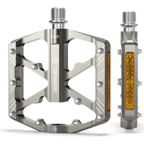 Pédales de vélo avec bandes réfléchissantes, 3 roulements étanches, plateforme antidérapante en aluminium CNC, pédales de 9/16 pouces pour vélo de route, VTT, vélo électrique. (1/5)