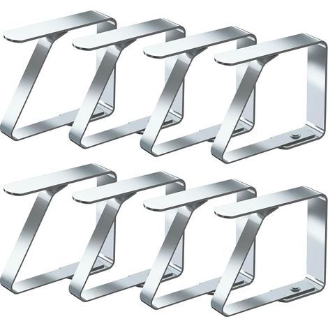 Pinces à Nappe 8 Pièces, Convient à Tables de 1 à 3 cm d'épaisseur, Acier Inoxydable Nappe Clips Anti-Glissant (Petit x 8 Pièces) (1/5)