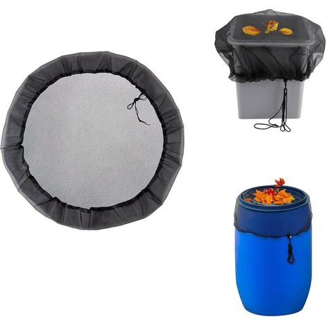 Set di 5 coperture a rete per barili di raccolta acqua piovana, 60 cm, corda protettiva in rete per barili d'acqua, copertura protettiva per giardino e prato.