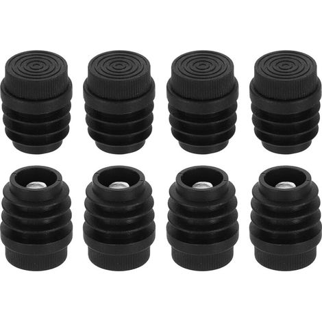 Lot de 8 pieds de nivellement réglables en plastique, M8 x 22 mm, pour pieds de meubles à filetage rond, à visser sur tables, chaises et autres meubles, noir (1/4)