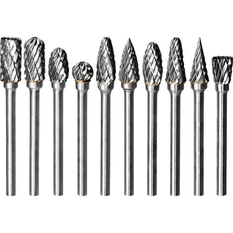Convient pour un ensemble de 10 forets en carbure pour outil rotatif à double coupe Dremel, accessoires de perçage pour métal, bois, acier, pierre, gravure, découpe, sculpture sur bois, kit d'affûtage (1/4)