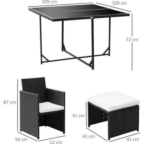 Ensemble de jardin en polyrotin pour 8 personnes, noir. (1/5)
