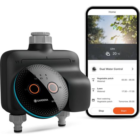 Controllo intelligente a doppio flusso d'acqua – Timer di irrigazione intelligente con connessione bidirezionale GARDENA (1/5)