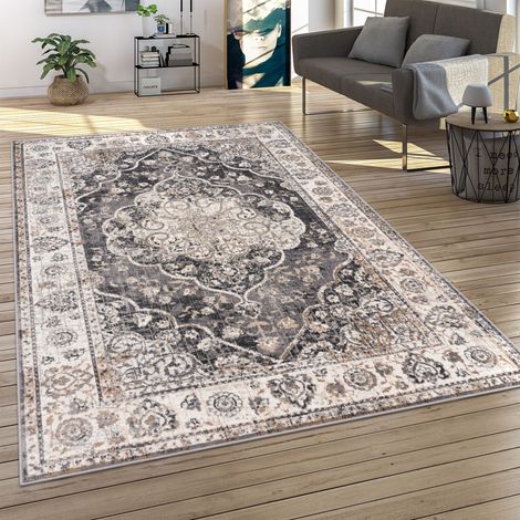 Paco Home Tappeto Salotto Moderno Pelo Corto Moderno Motivo Persiano Motivo Ornamenti Bordura Mandala 60x100 cm, Grigio 5 (1/5)