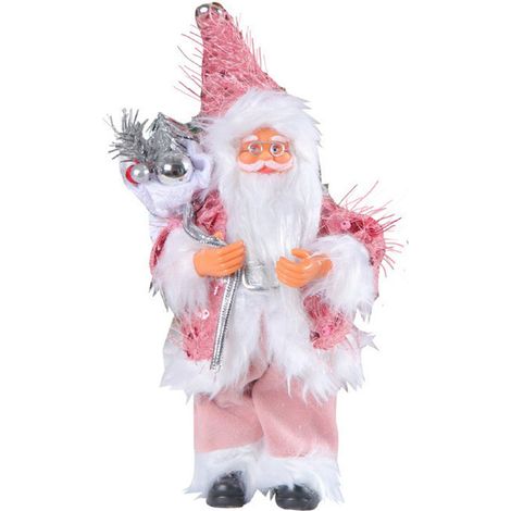 Figurine Santa Claus - Decoración Navideña para Interior y Exterior - Figura de Papá Noel con Pelo Falso Blanco - 1 Unidad (1/5)
