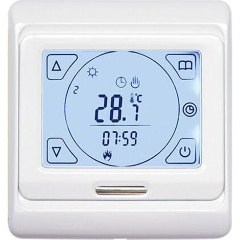 Thermostat Chauffage au Sol Electrique Programmable 16A avec Sonde, Numérique Thermostat d'ambiance Plancher Chauffant Régulateur Écran tactile LCD，1 pièce