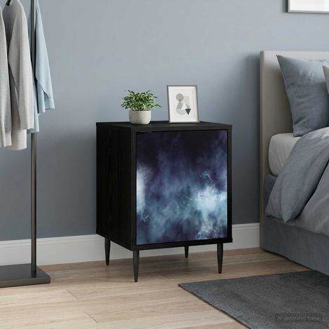 vidaXL Mesa de noche RAALTE Roble Negro 36 x 33 x 51 cm (1/5)