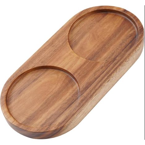 Plateau pour Moulins Sel et à Poivre,en Bois Peut être Utilisé comme Dessous de Verre Bougeoir Porte-Bouteille D'épices ou égouttoir à Vaisselle,Diamètre Intérieur de 5,8 cm,14 x 6,8 x 1,5 cm (1/5)