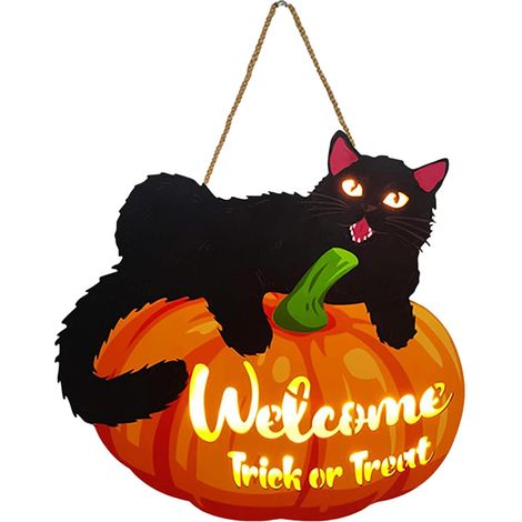 Panneau de bienvenue halloween Décoration de citrouille en bois Panneau de bienvenue halloween adapté à l'intérieur et à l'extérieur (1/2)