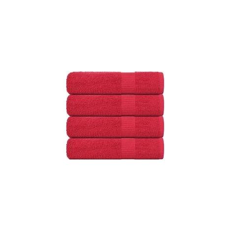 Serviettes de douche FROGN, lot de 4, rouges, 70 x 140 cm, 360 g/m² - Crezuo