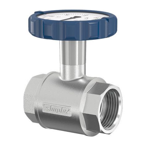 Muffen-Kugelhahn PN 16, G 1 Zoll mit rundem Thermometergriff (blau, Ø 63 mm) (1/3)