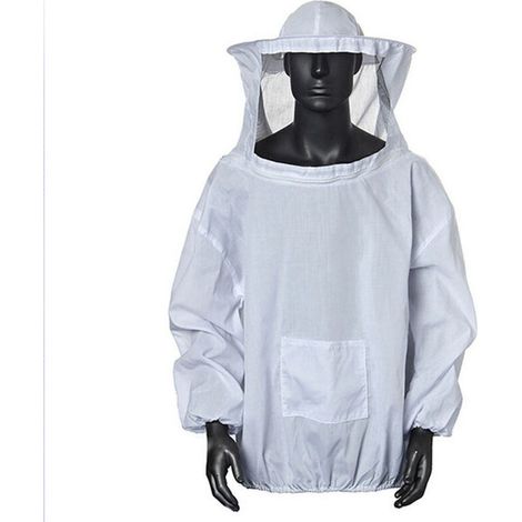 Vêtements de protection pour apiculteurs Veste Imker avec capuche Professionnelle Imker Bee Imker Bee Protector Capuche d'abeille avec fermeture éclair pour apiculteurs (Blanc) (1/4)