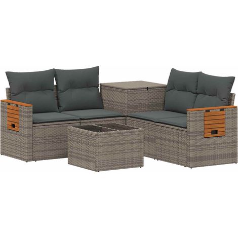 Ensemble de Canapés 6 pc Gris et Gris foncé (1/5)