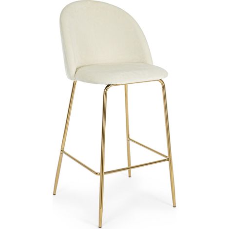 Tabouret de bar en velours et pieds en acier Cam - Lot de 2 (1/5)