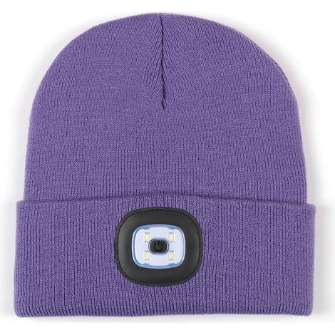 Chapeau d'éclairage de phare émettant de la lumière LED amovible et lavable bonnet chaud d'hiver tricoté (1/4)