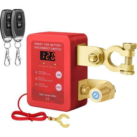Disjoncteur de batterie à distance - 12 V, empêche la décharge de la batterie, convient aux voitures, camions, etc. - 1 unité, rouge (1/5)