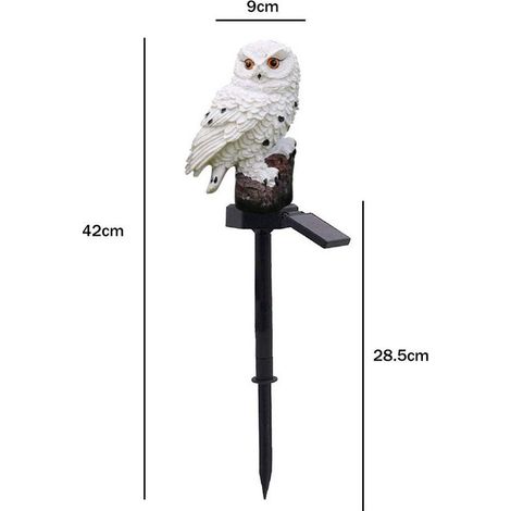 Solar LED Garden Light, Owl Shaped Garden Decoration, Waterproof Solar Lawn Light, Path Lights, Suitable for Outdoor Lawn, Courtyard, Balcony (White) (1/5)