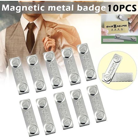 Lot de 10 porte-badges magnétiques résistants avec attache métallique pour cartes d'identité. (1/5)