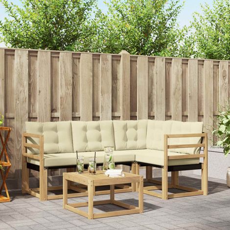 vidaXL Outdoor Sofa Set with Cushion 5 pcs White and Cream