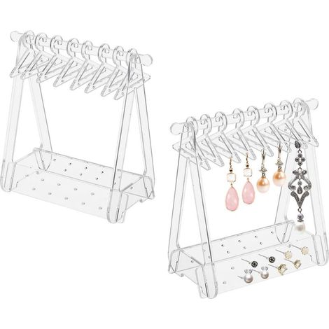 Juego de 2 soportes acrílicos para exhibir pendientes - Exhibidor de pendientes colgantes - Organizador de pendientes de botón para mujeres y niñas (1/5)