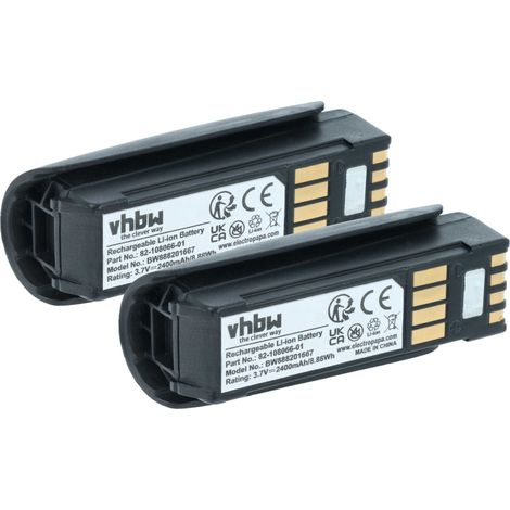 vhbw 2x Akku kompatibel mit Zebra MT2000, MT2070, MT2090 Barcodescanner POS (2400 mAh, 3,7 V, Li-Ion)