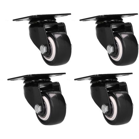 Lot de 4 roulettes pivotantes à 360° silencieuses, idéales pour meubles, tables industrielles, armoires et étagères.