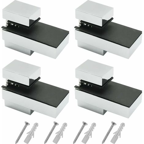 Support d'étagère réglable en alliage de zinc, 4 pièces avec vis, compatible avec le verre et le bois, épaisseur de fixation 3-15 mm (1/4)