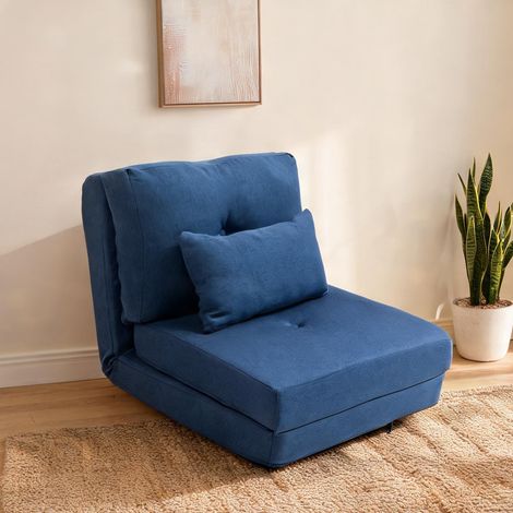 Canapé convertible bleu en lin 60 x 80 x 56 cm (1/5)