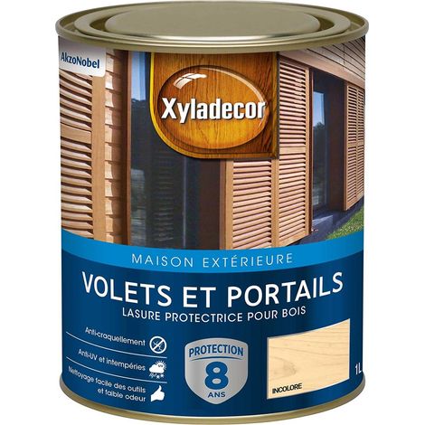 Lasure Protectrice pour Bois Extérieur Volets Portails Portes Fenêtres Couleur Satin Incolore Quantité 1L 5324250 (1/5)