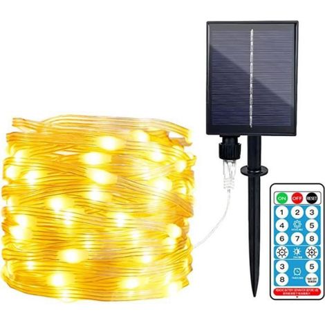Guirlande lumineuse - - 20m - 200 LED - Blanc chaud - Étanche - Solaire (1/4)
