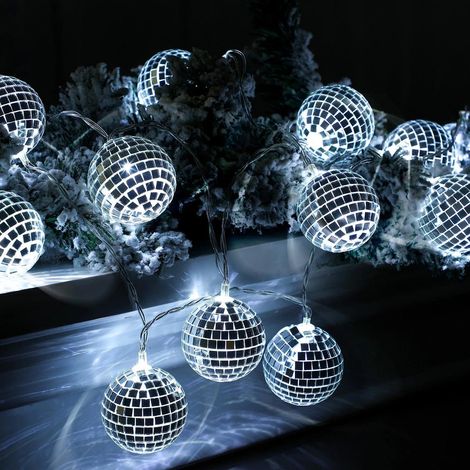 Guirlande lumineuse à 10 LED avec boules disco - 150 cm - Guirlande lumineuse marocaine orientale (1/5)