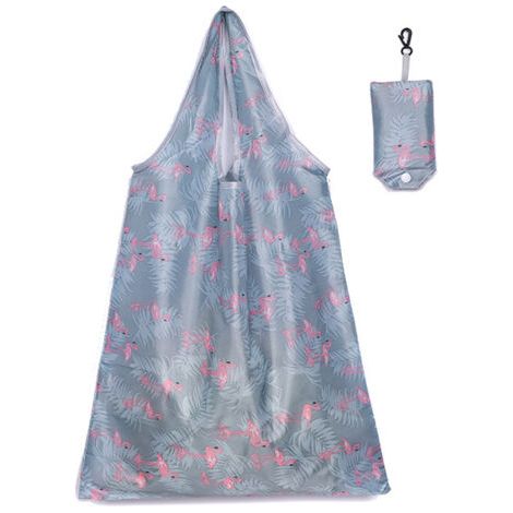 Sac à provisions imprimé pliable en polyester décontracté grande capacité sac d'épicerie fournitures ménagères