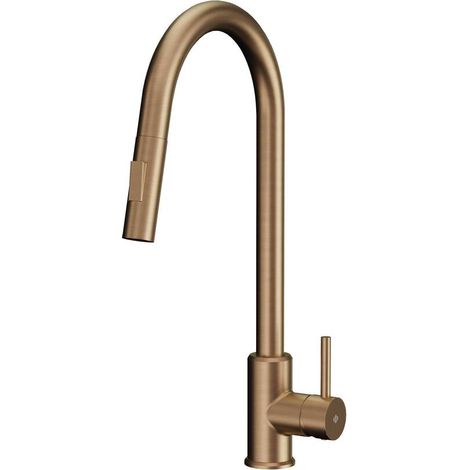 Monomando Cocina Extraible Round Acero Cobre - GME (1/3)