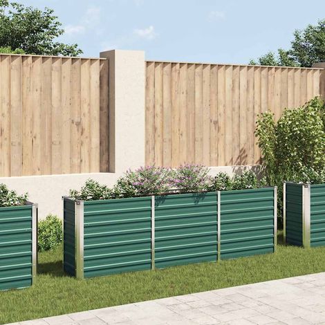 Lit surélevé de jardin Acier galvanisé 240x40x77 cm Vert (1/5)