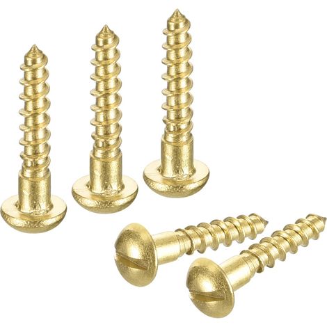 Vis à Bois M2 x 10mm à Tête Ronde Fendue en Laiton, Vis Autotaraudeuses pour le Travail du Bois, 60 Pièces (1/5)