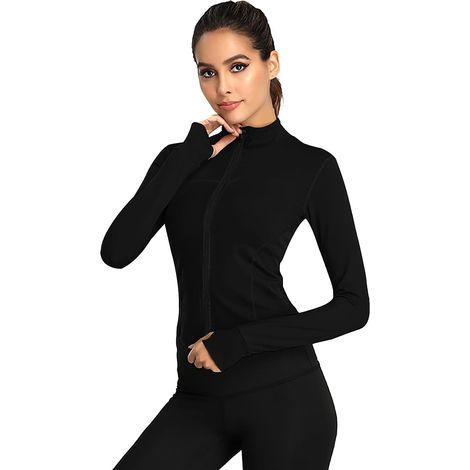 Women's Sports Jacket, Breathable Running Top with Sleeves, Lightweight, Zip, Fitness, Quick Dry, Running Jacket with Closure for Yoga, Running, Fitness, Jogging (1/5)