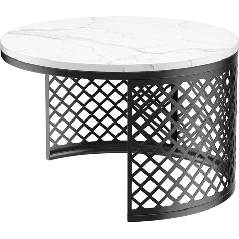 Ensemble de tables basses rondes blanches avec espace pour animal et coussin - Modenuit (1/5)