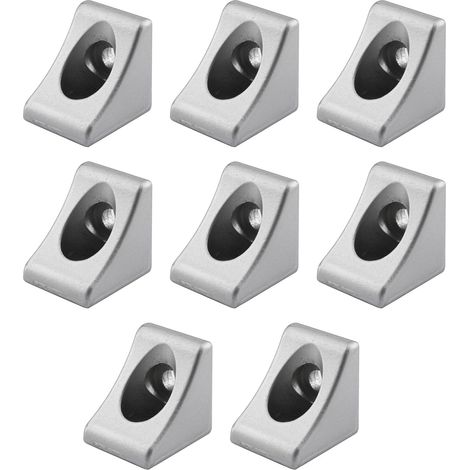 Juego de 8 escuadras triangulares de aluminio macizo, serie 3030, para perfiles de extrusión de aluminio. (1/5)