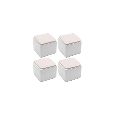 Lot de 4 rehausseurs de lit autocollants. carrés et robustes. en acier carbone. pour table et canapé. ajoutant 5 cm de hauteur avec patin en feutre. blancs (1/4)
