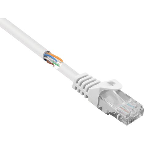 Renkforce RF-5043830 RJ45 Patchkabel CAT 5e U/UTP 1.00 m Weiß mit Rastnasenschutz 1 St. (1/4)