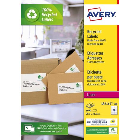 Avery Italia Etichette in carta riciclata bianca per buste e pacchi 99,1x33,9mm - Laser - 100 ff (1/2)