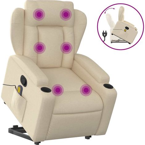 Maison Exclusive - Massagesessel mit Aufstehhilfe Creme Stoff