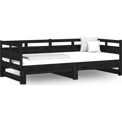vidaXL Schlafsofa Schwarz Massivholz Kiefer 2x(90x190) cm