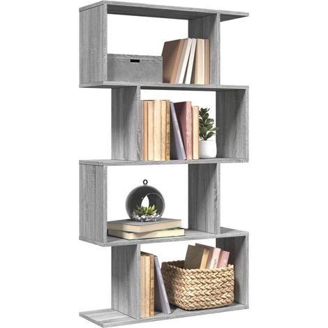 Raumteiler-Bücherregal 4 Böden Grau Sonoma 70x24x129 cm