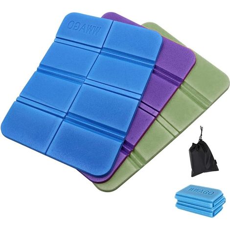 3-Piece Waterproof Seat Cushion Set, Folding Camping Cushion, Waterproof XPE Thermal Camping Mat, Foldable with 1 Storage Bag for Outdoor Hiking, Garden, Beach, Picnics (1/5)